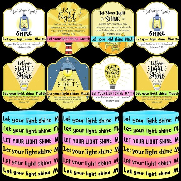 Christian Bracelets Gift Set Silicone Wristbands Bible Verse Cards Religious - Picture 1 of 7